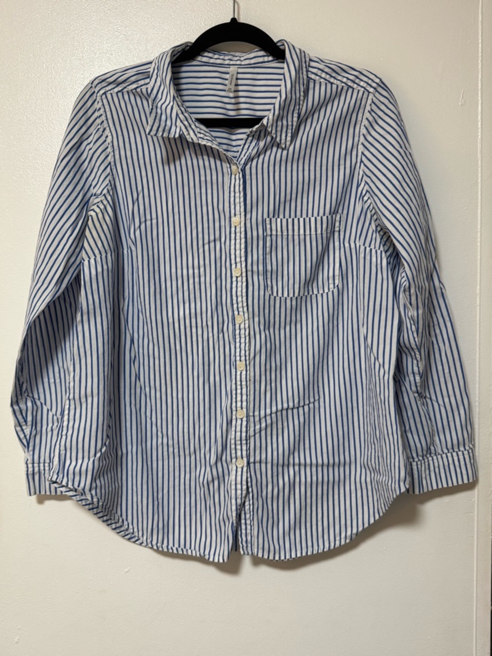 DNA couture Blue and White Striped Button-Down Shirt